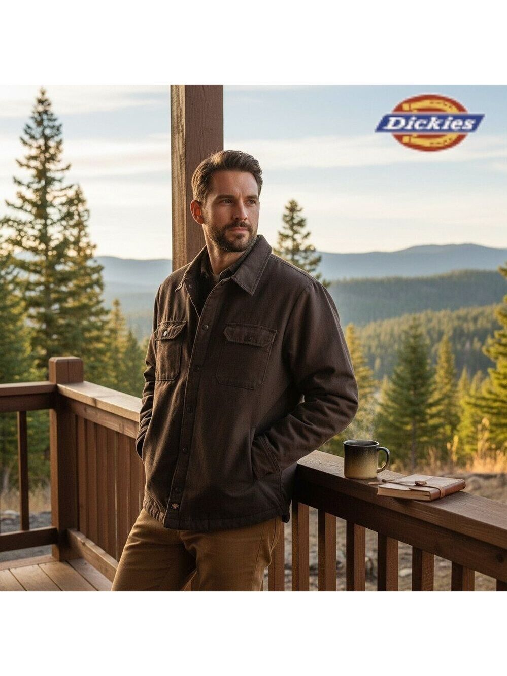 Dickies Skateboarding Quilted Chore Coat Jacket Brown XL Workwear